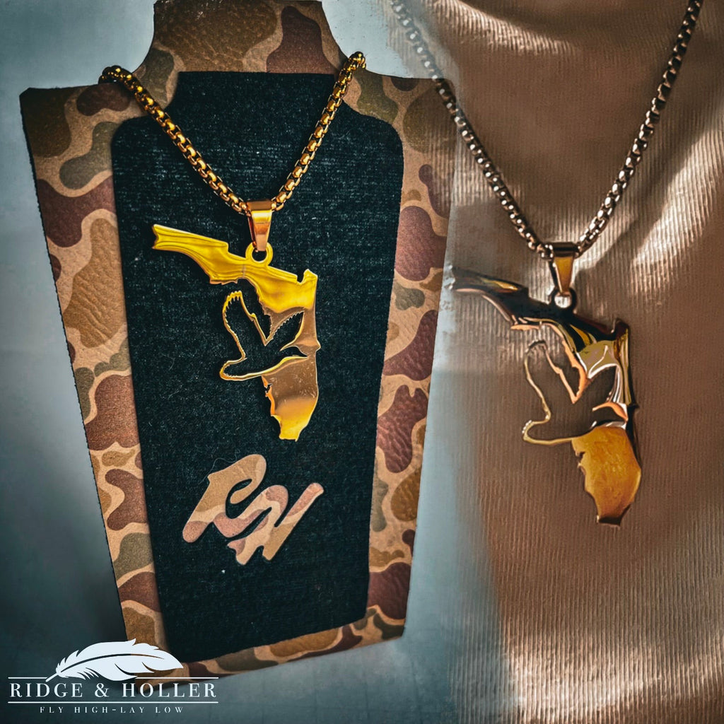 Florida Duck- Stainless Steel Necklace and Pendant States Series