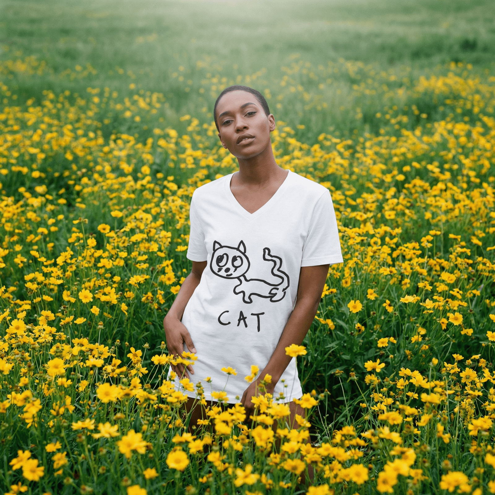 Cat - V-Neck T-Shirt