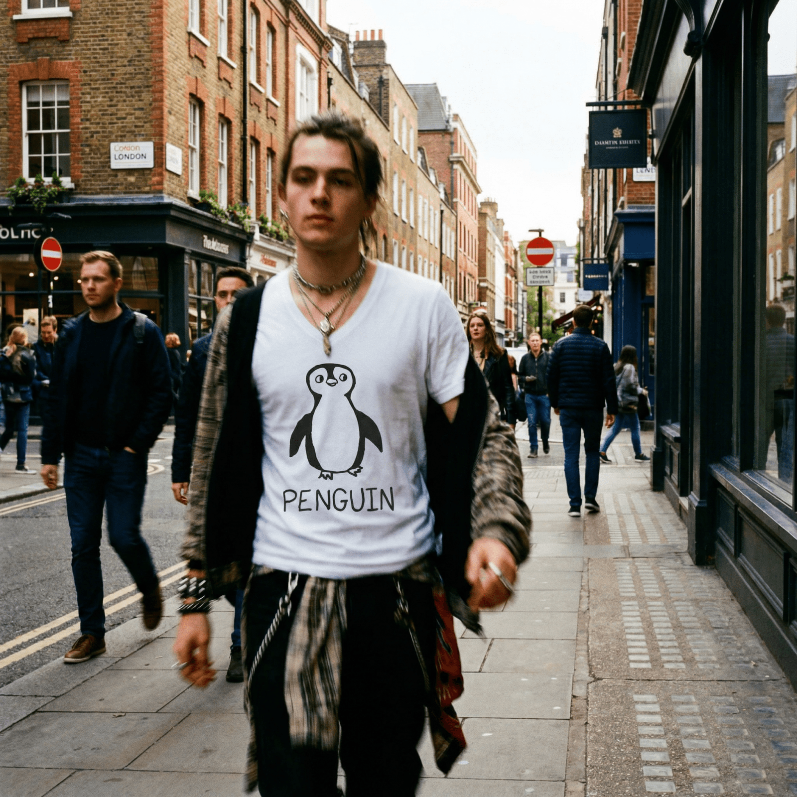 Penguin - V-Neck T-Shirt