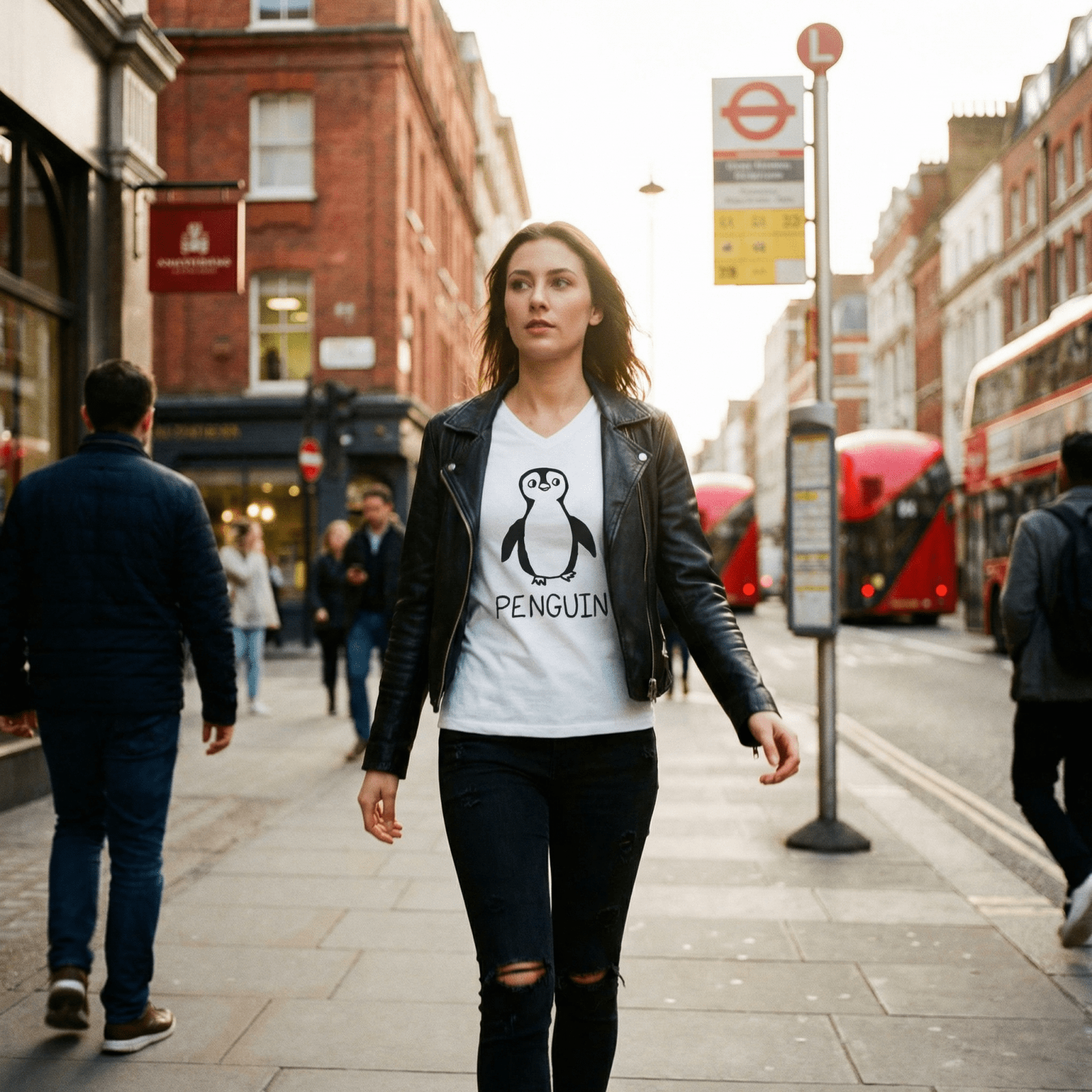Penguin - V-Neck T-Shirt